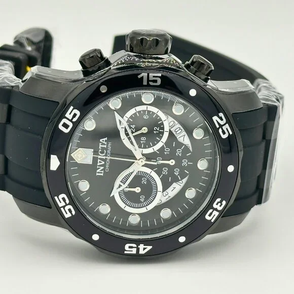 BRAND NEW Invicta Pro Diver Scuba JET BLACK Dial Chronograph Date Watch - Picture 3 of 9